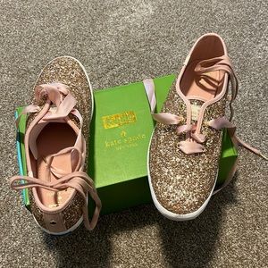 Brand new Kate Spade x Keds rose gold glitter shoes - size 9.5